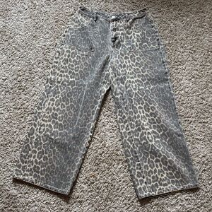 Vici Leopard Print Wide Leg Jeans